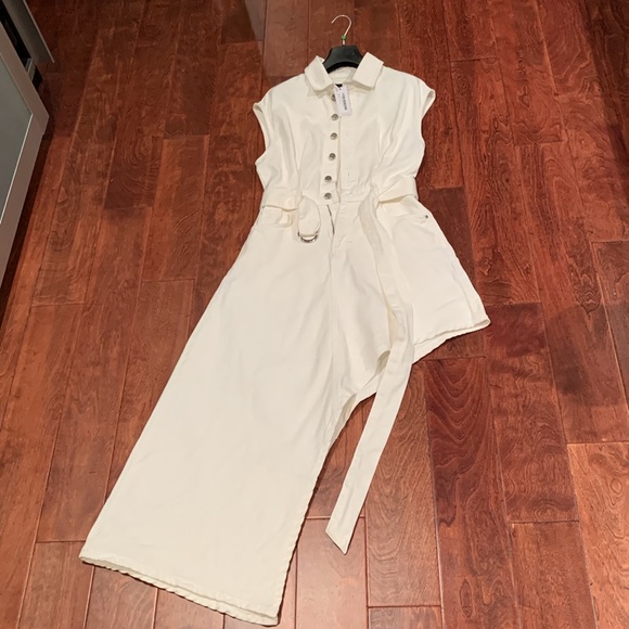 NWT Karen Millen Asymmetrical denim white dress - Picture 12 of 13